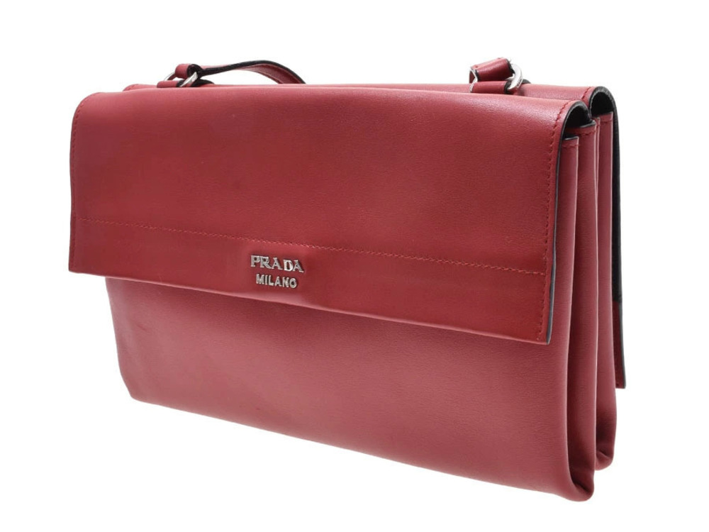 Prada red calfskin shoulder bag Red